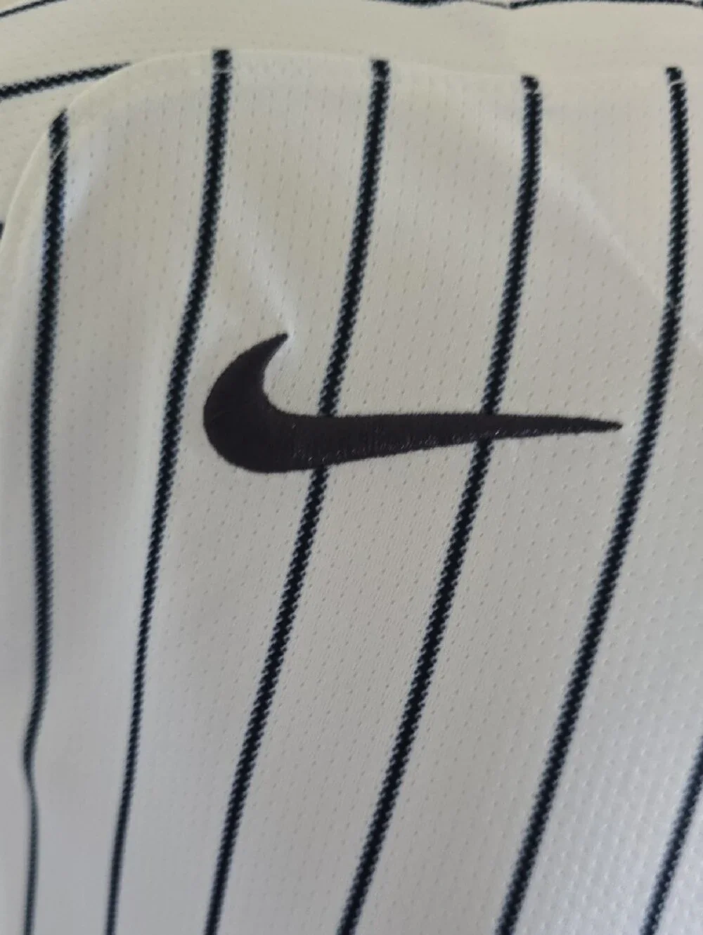 Nike White Pinstripe Derek Jeter #2 Baseball Jersey